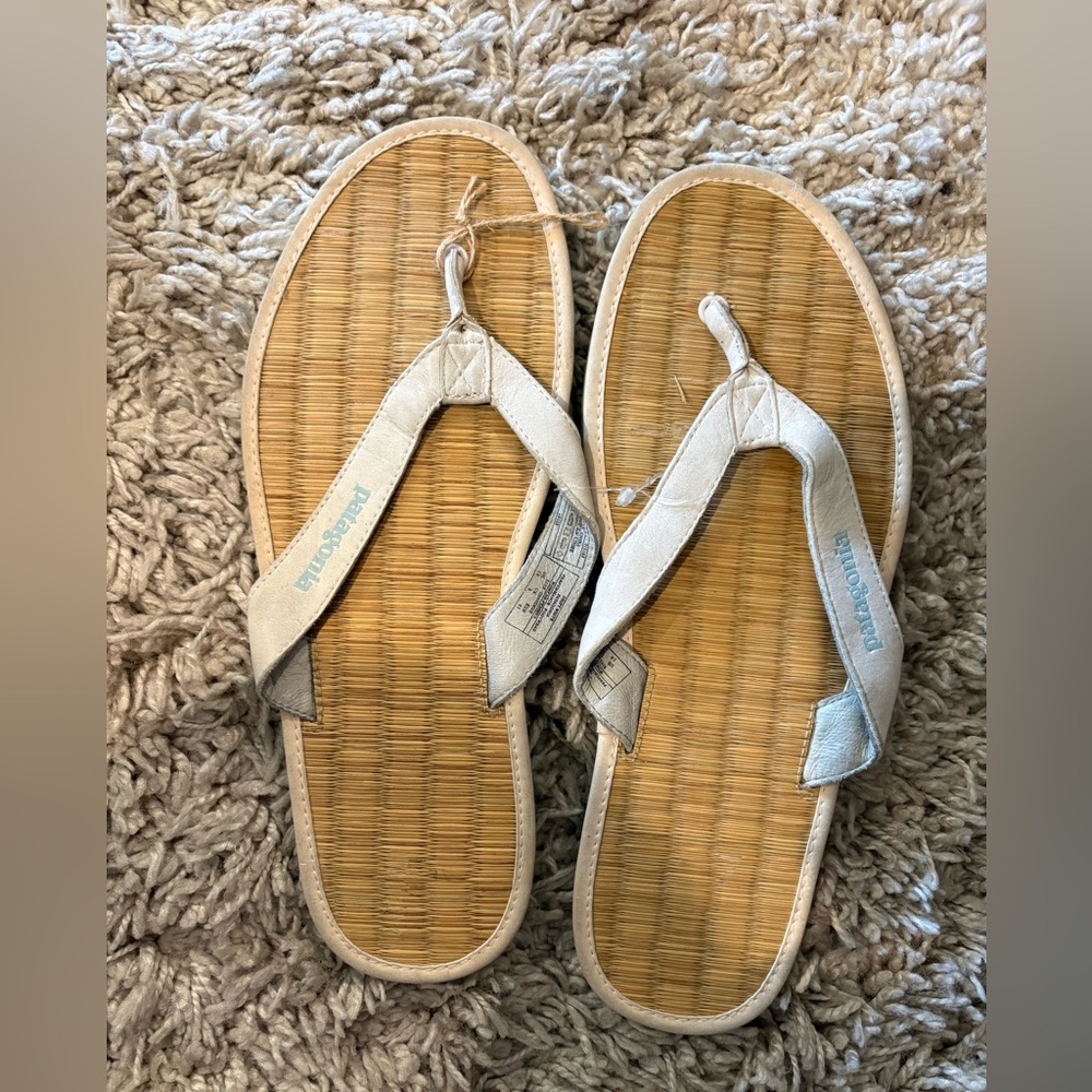 Patagonia Beige Straw Footbed Flip Flop Sandals